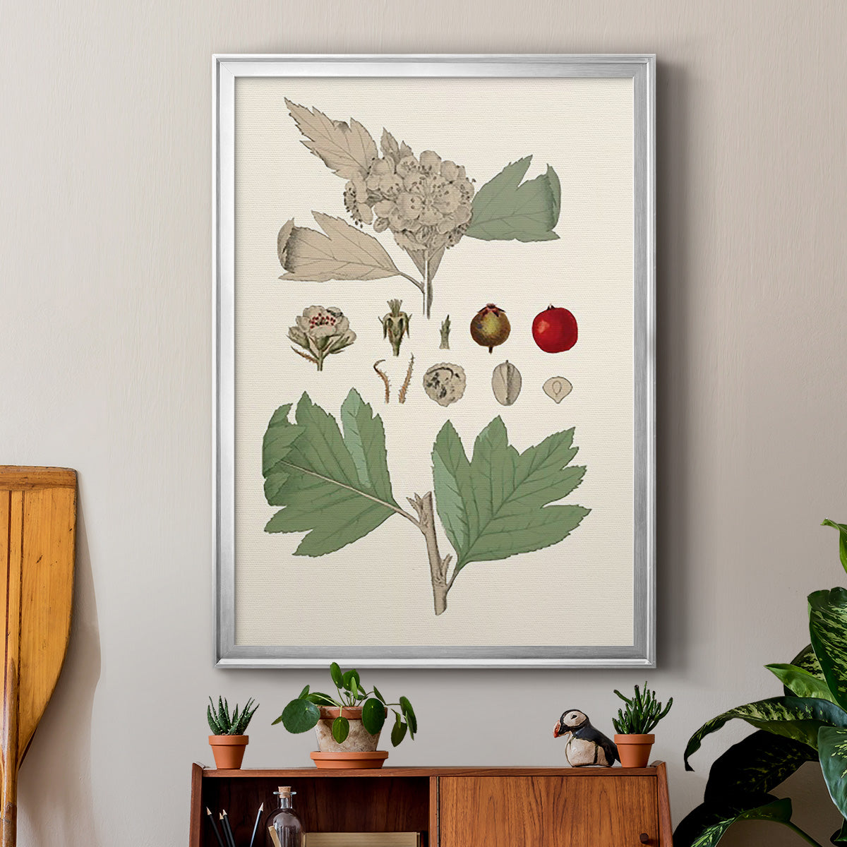 Leaves & Berries IV - Modern Framed Canvas Print