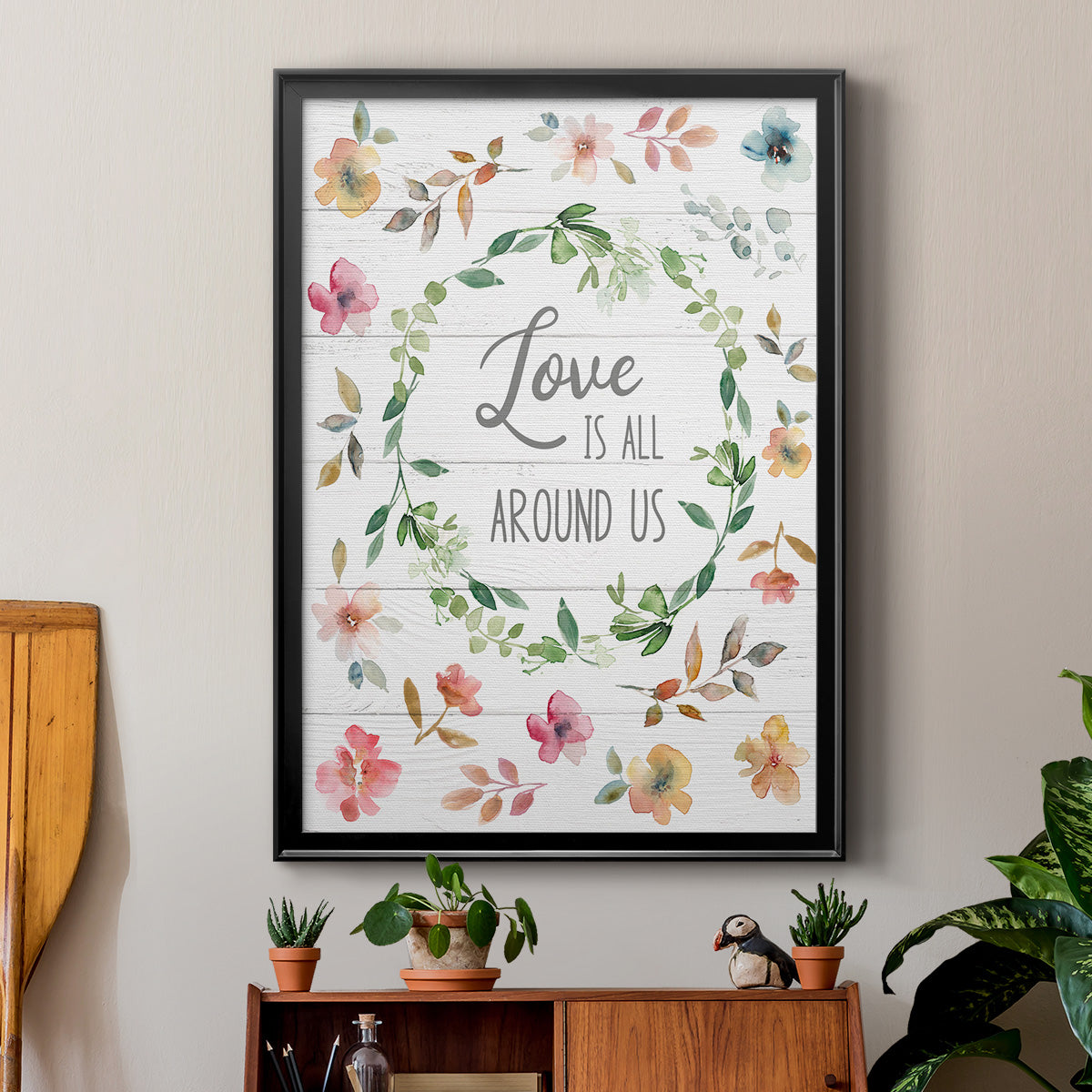 Love is All Around Us - Modern Framed Canvas Print