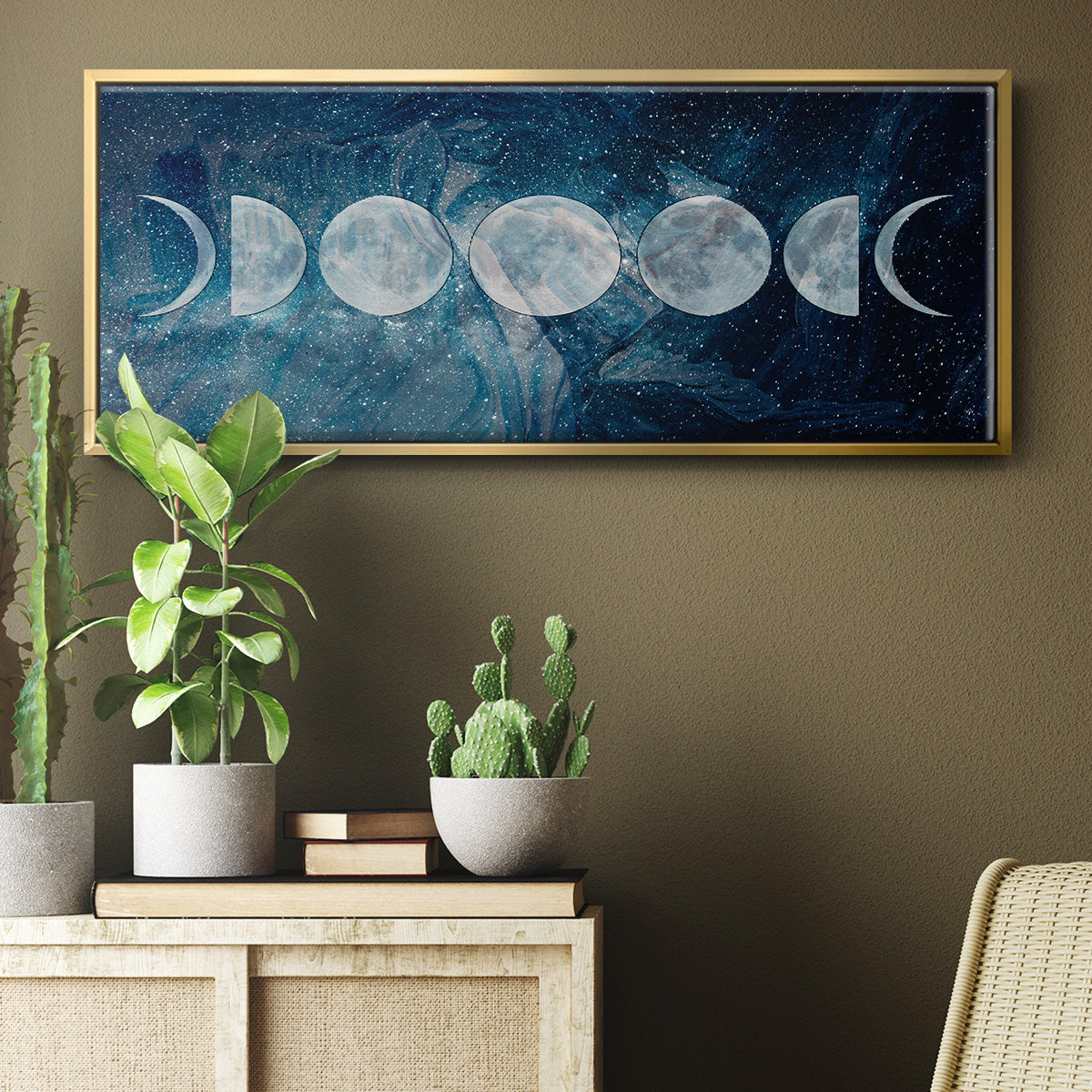 Moon Phases - Floater Framed Canvas Print
