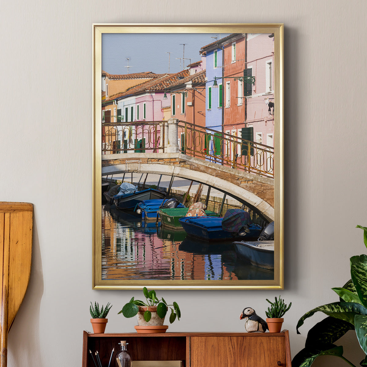 Colorful Canal - Modern Framed Canvas Print