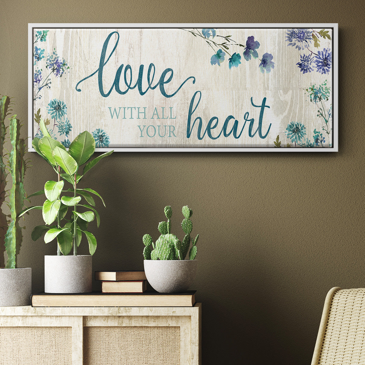 Love With All Your Heart - Floater Framed Canvas Print