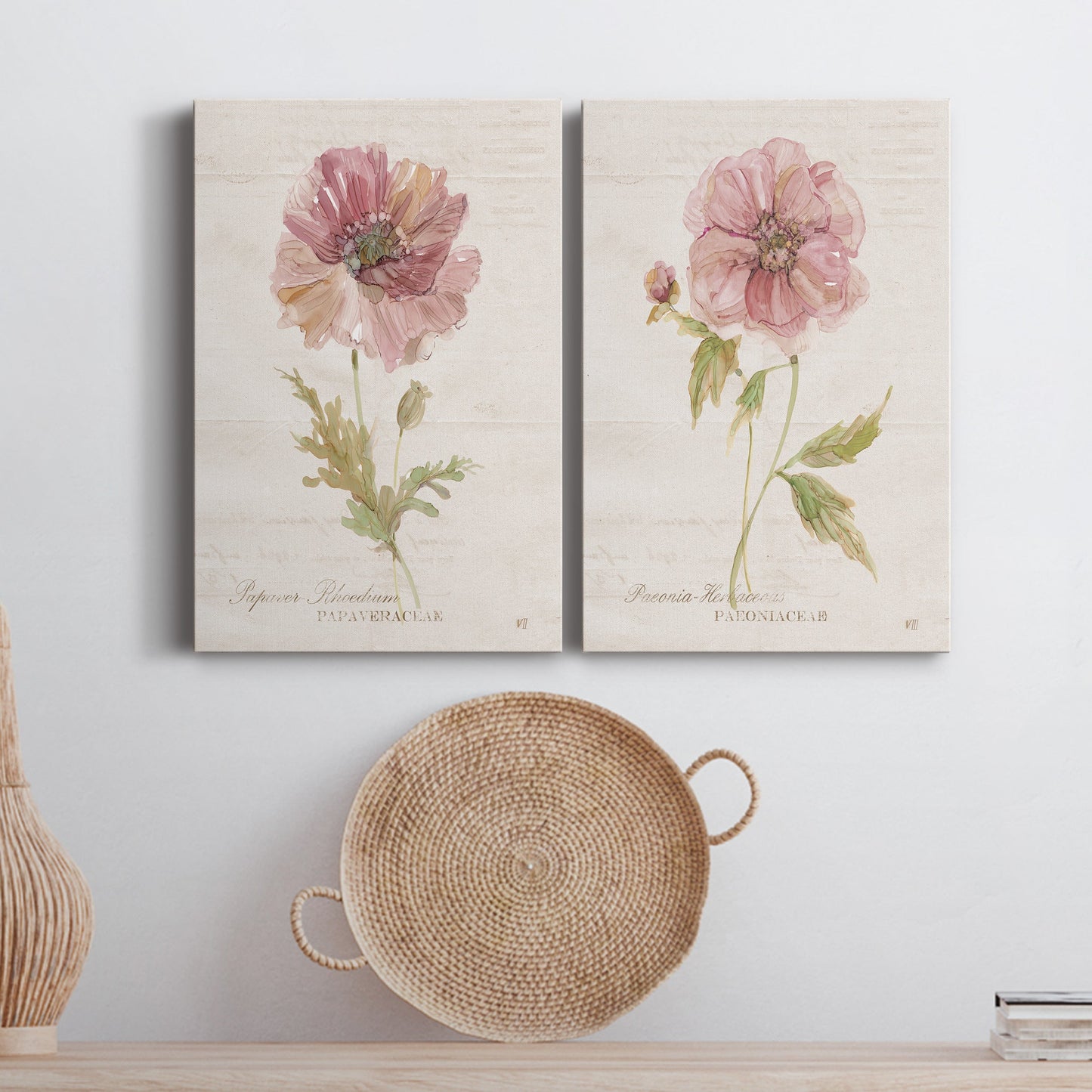 Soft Poppy Premium Gallery Wrapped Canvas - Ready to Hang - Set of 2 - 8 x 12 Each