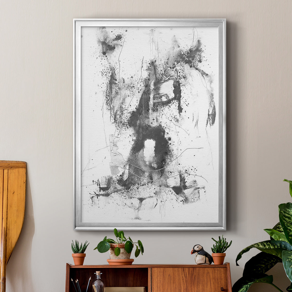 Graphite Abstract II - Modern Framed Canvas Print