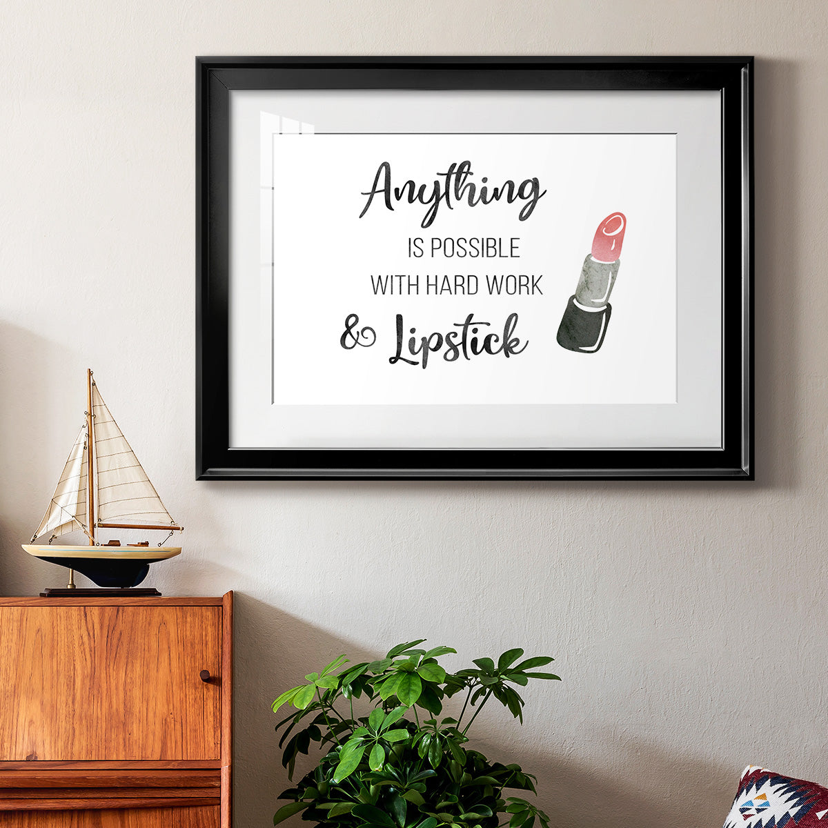 Hard Work and Lipstick - Modern Framed Art Print