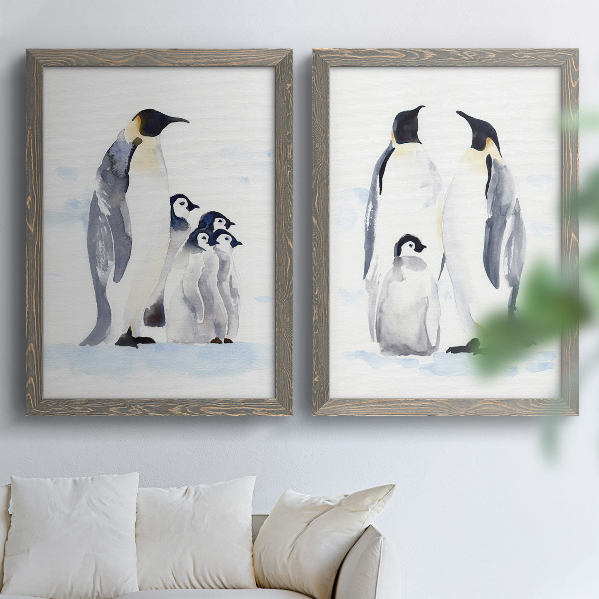 Emperor Penguins I - Premium Framed Canvas 2 Piece Set - Ready to Hang