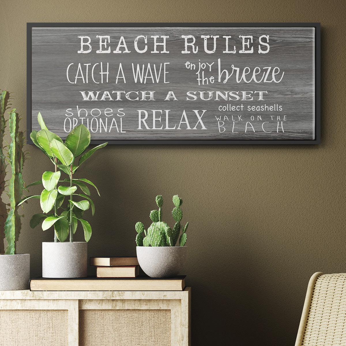 Beach Rules - Floater Framed Canvas Print