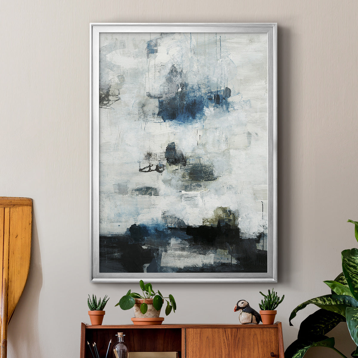 Black & Blue - Modern Framed Canvas Print