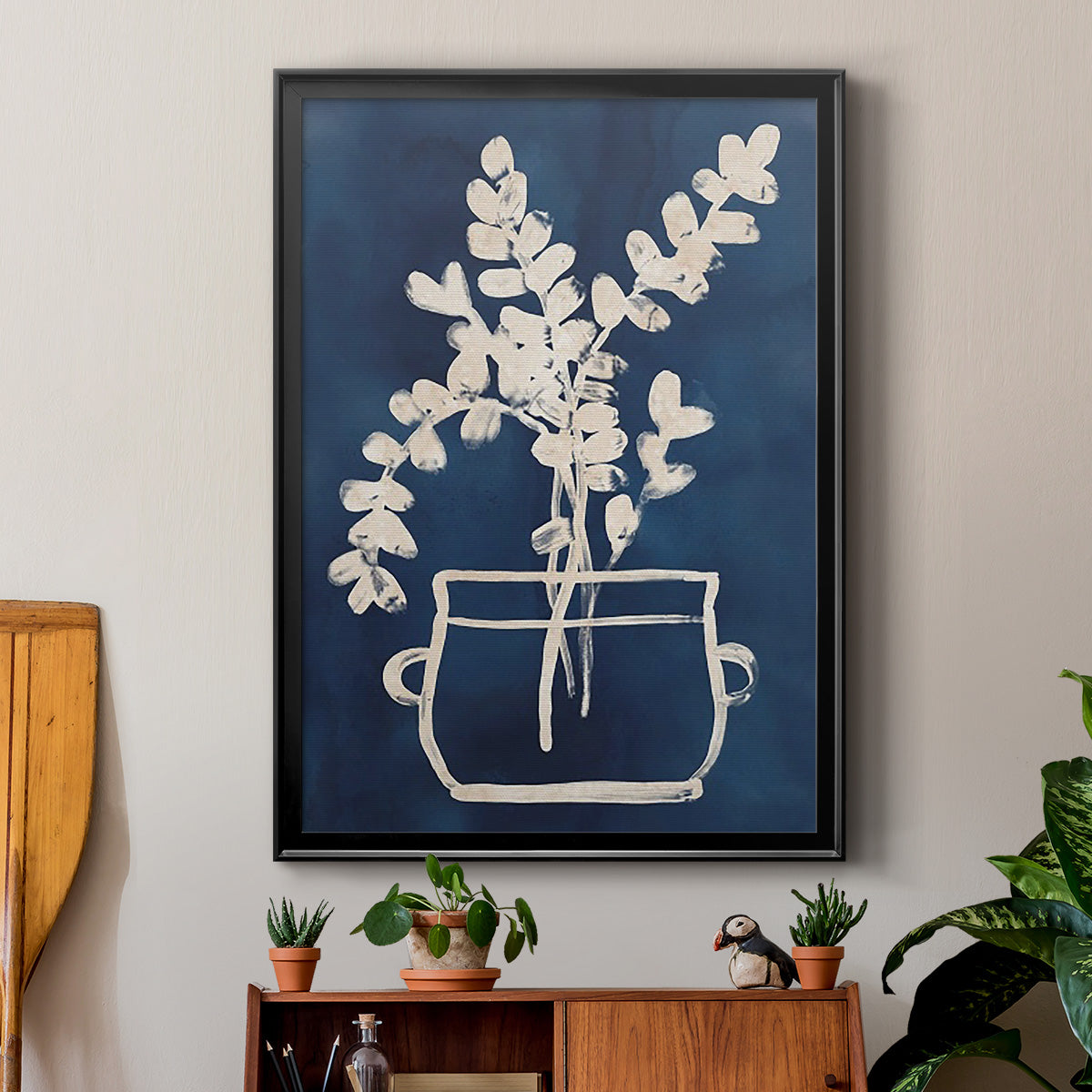 Vessel on Indigo I - Modern Framed Canvas Print