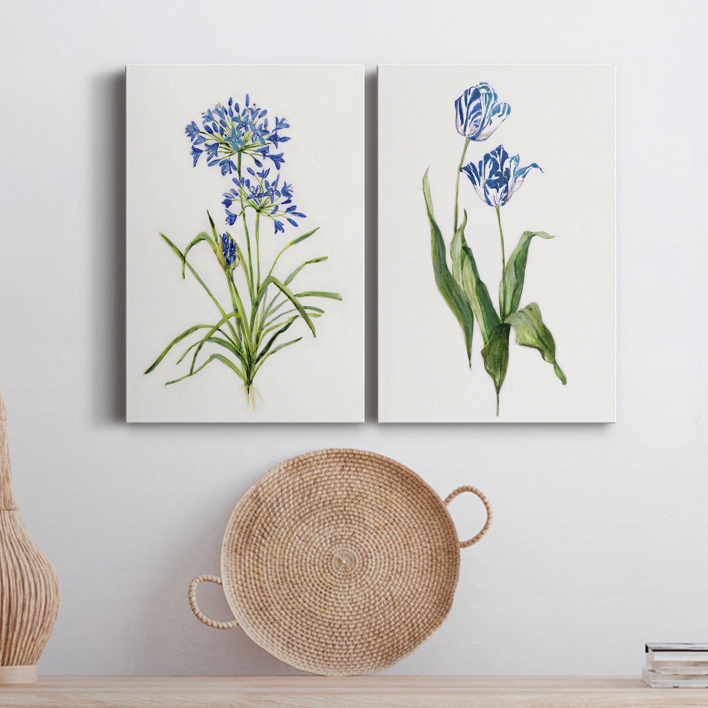 Blue Lively Botanical I Premium Gallery Wrapped Canvas - Ready to Hang - Set of 2 - 8 x 12 Each