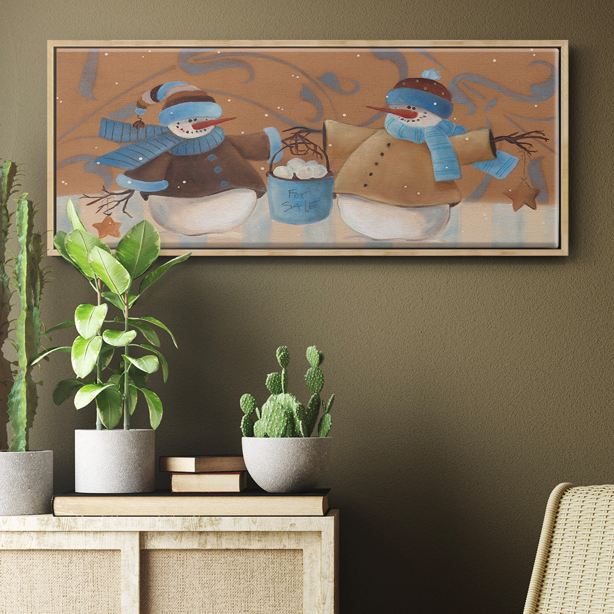 Snowball Bucket - Floater Framed Canvas Print