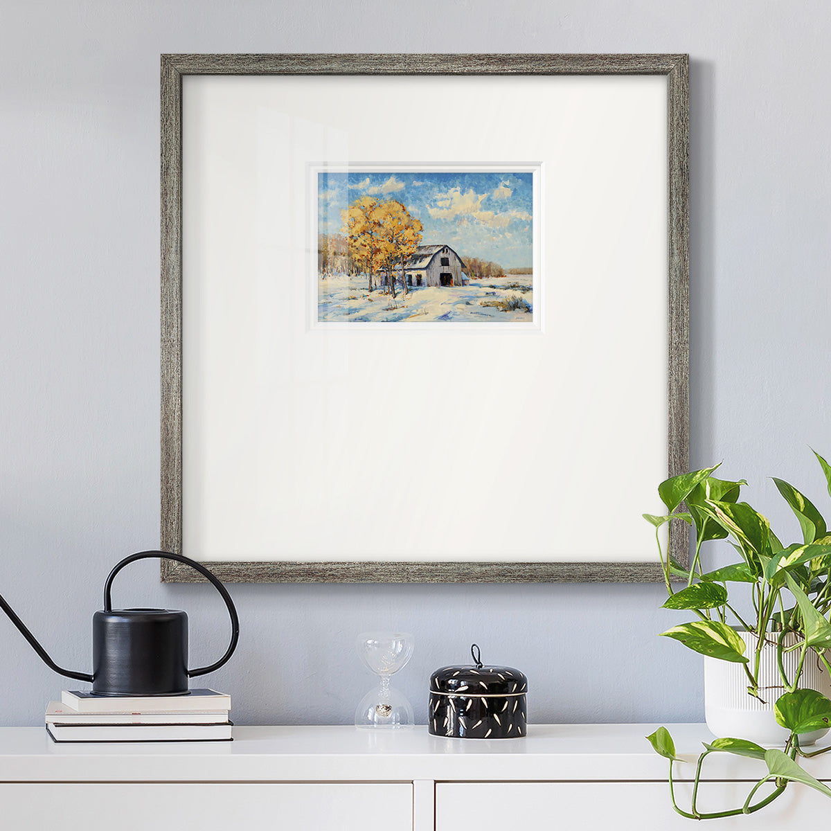 Autumn Barn - Double Matboard Framed Print