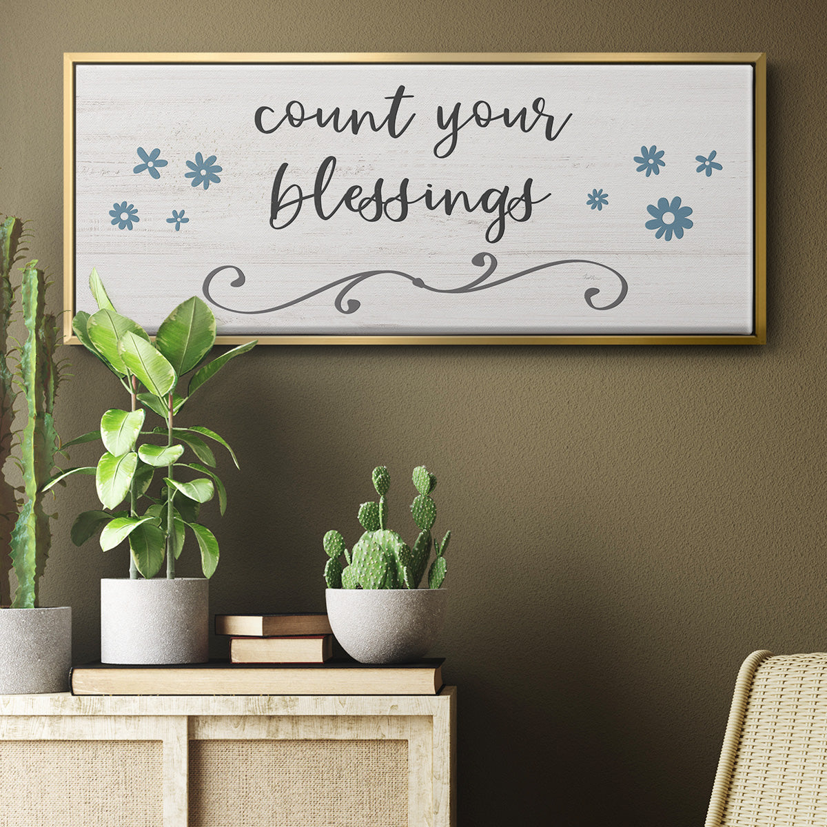 Count Blessings - Floater Framed Canvas Print