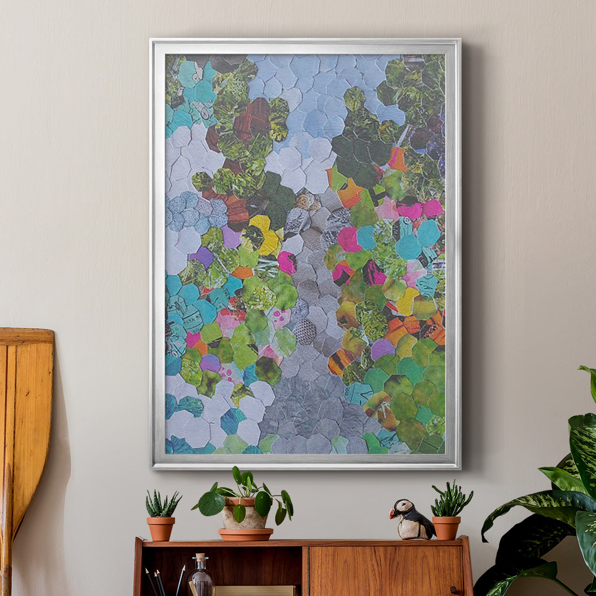 Magenta Garden - Modern Framed Canvas Print