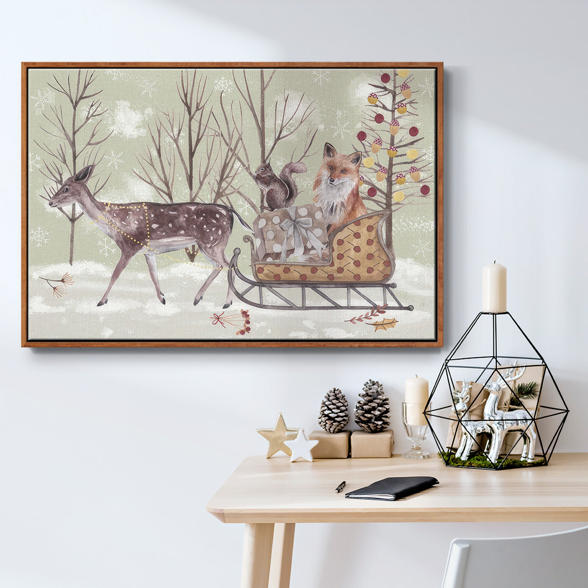 Christmas Time Collection A - Framed Gallery Wrapped Canvas in Floating Frame