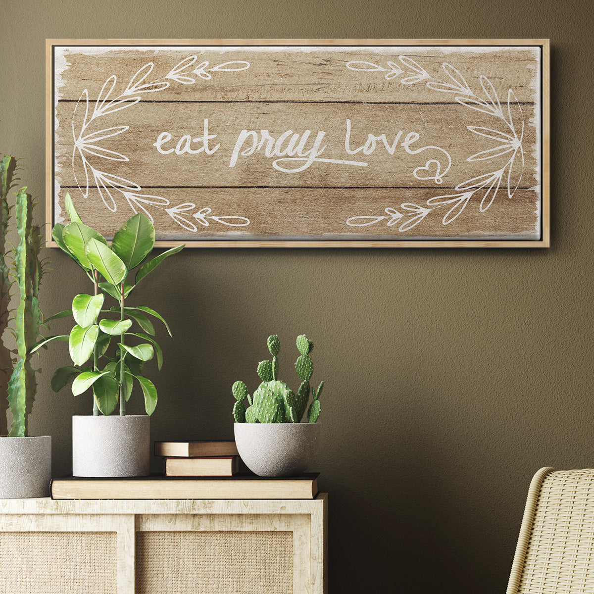 Eat, Pray, Love - Floater Framed Canvas Print