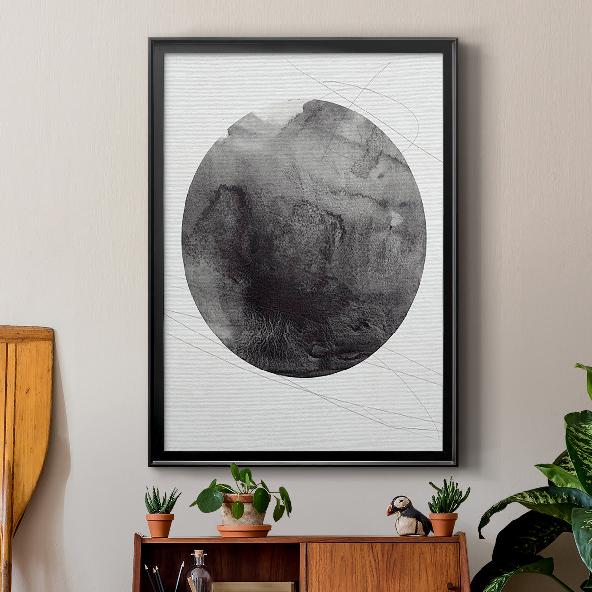 Graphite Moon I - Modern Framed Canvas Print