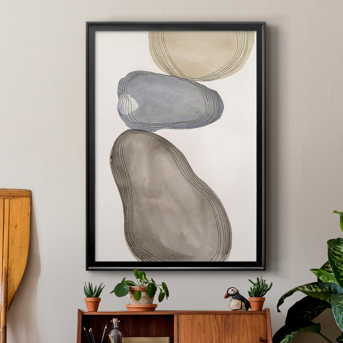 River Rocks Contour II - Modern Framed Canvas Print