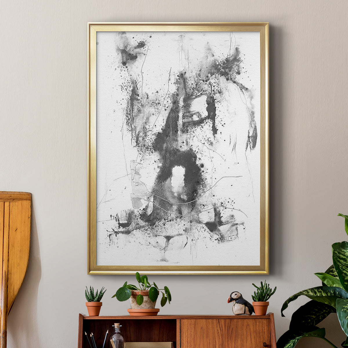 Graphite Abstract II - Modern Framed Canvas Print