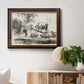 Classical pastoral landscape artwork by Nicolas Berchem in an ornate mahogany wood frame with gold liner displayed in a light-toned interior setting.