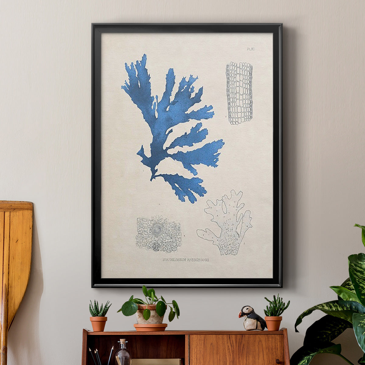 Blue Marine Algae VIII - Modern Framed Canvas Print