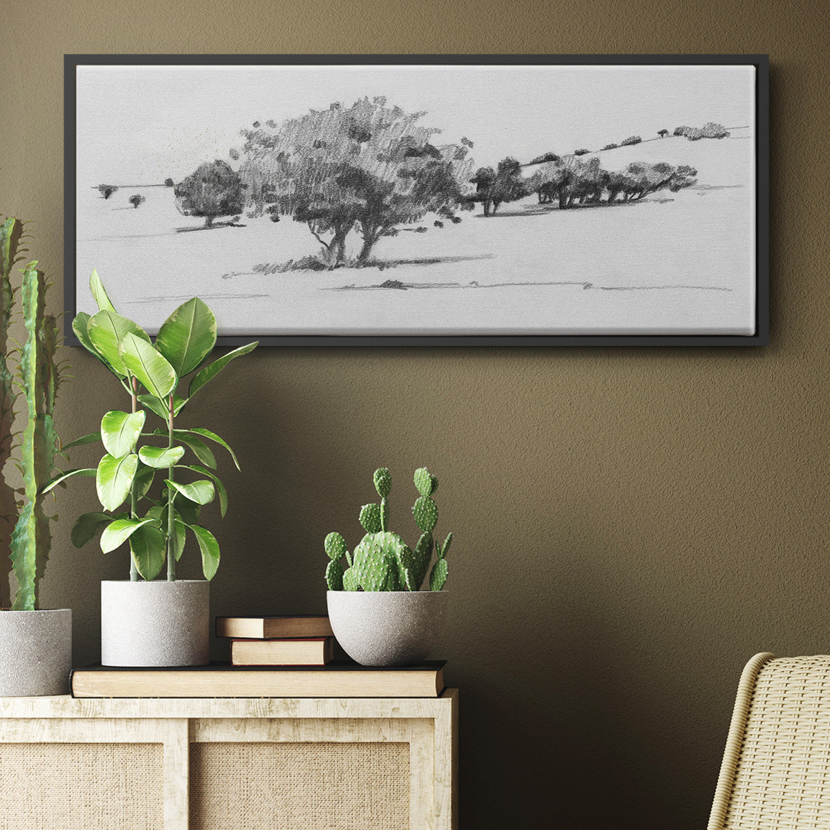 Treeline Sketch I - Floater Framed Canvas Print
