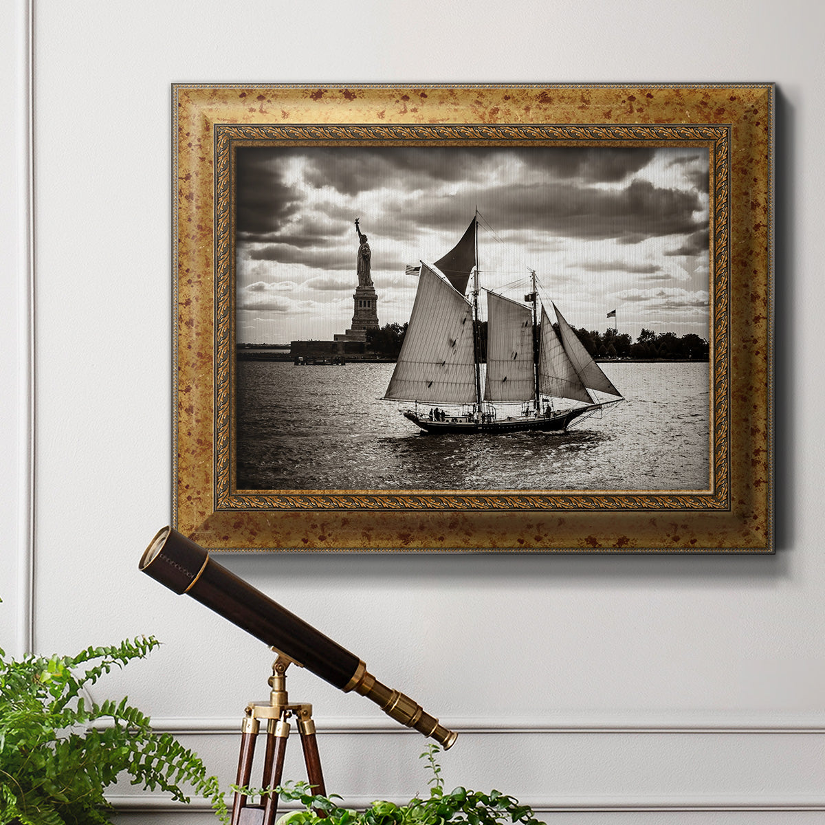 The Clipper & the Liberty Premium Framed Canvas- Ready to Hang