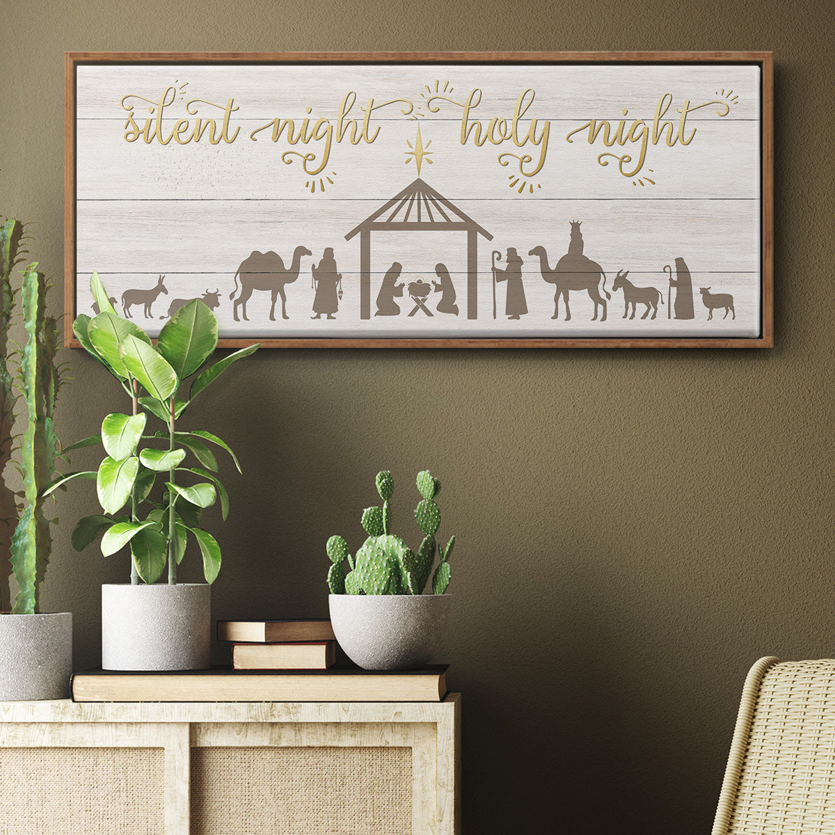 Silent Night Nativity - Floater Framed Canvas Print
