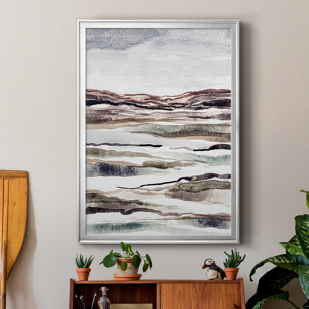 Muted Earth Layers II - Modern Framed Canvas Print