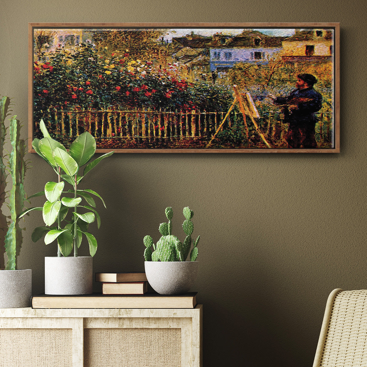 Monet Painting in His Garden in Argenteuil - Floater Framed Canvas Print