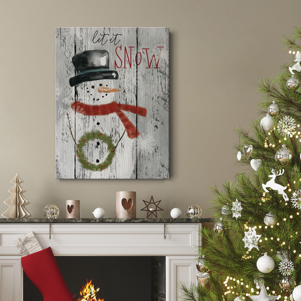 Let It Snow Snowman Premium Gallery Wrapped Canvas - Ready to Hang