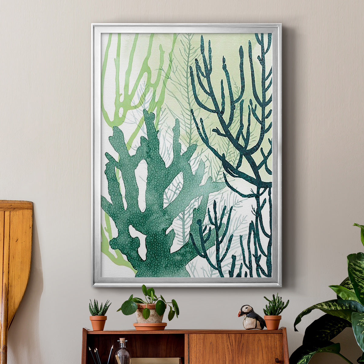 Textured Coral I - Modern Framed Canvas Print