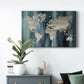 Navy World Map - Canvas Art Print