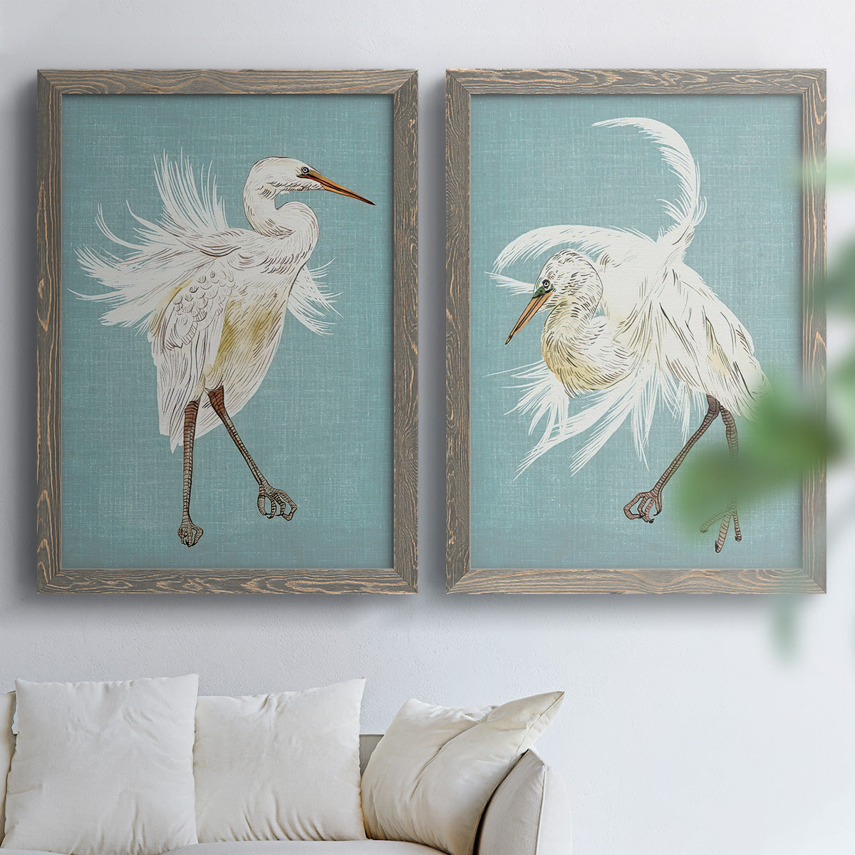 Heron Plumage III - Premium Framed Canvas 2 Piece Set - Ready to Hang