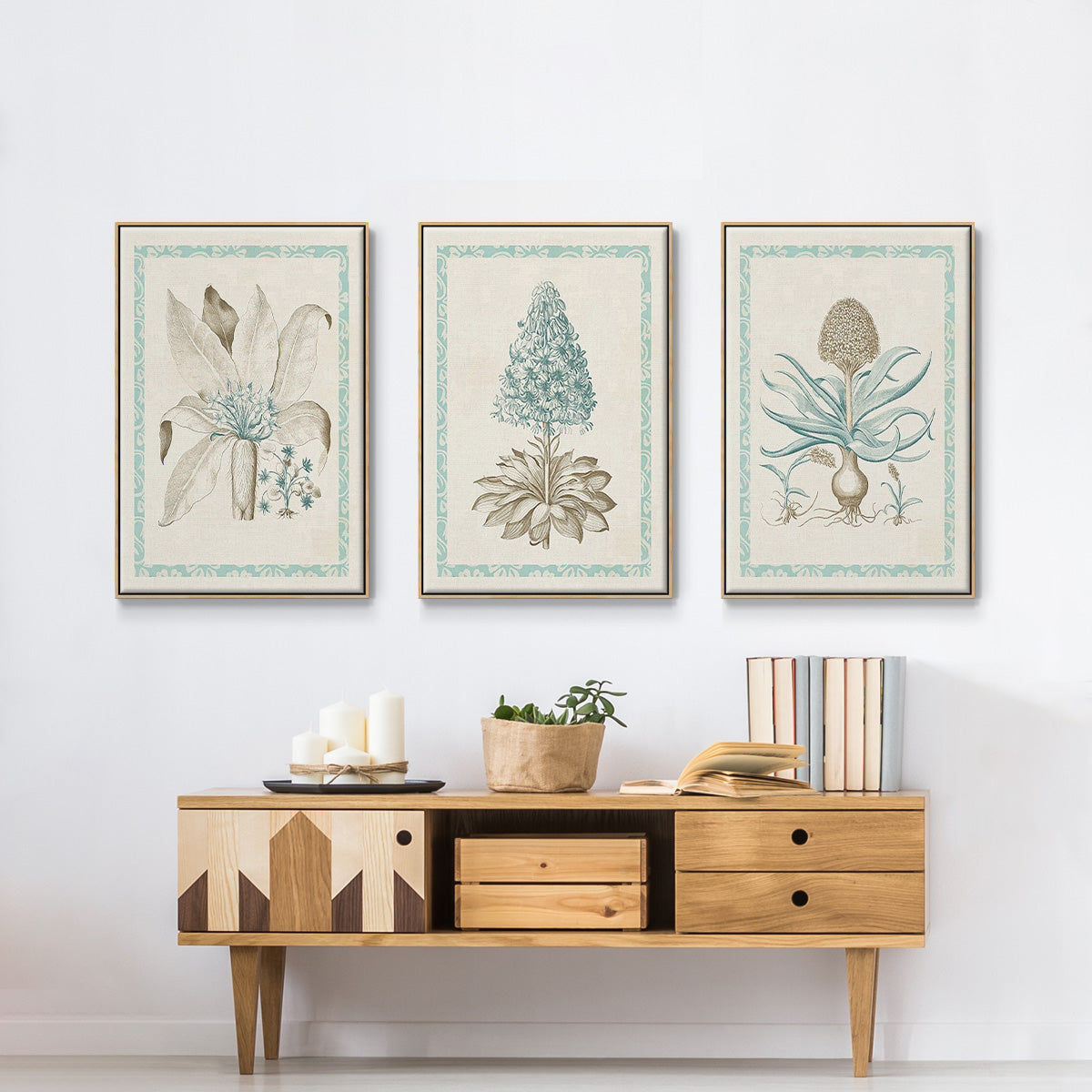 Willow Blue Besler IV - Framed Premium Gallery Wrapped Canvas L Frame 3 Piece Set - Ready to Hang