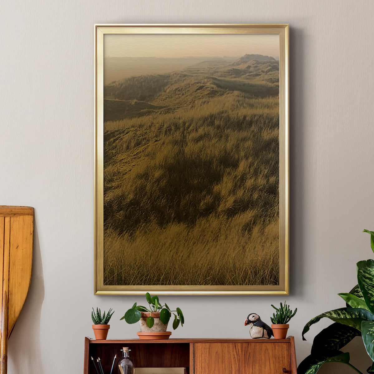 Golden Fog I - Modern Framed Canvas Print