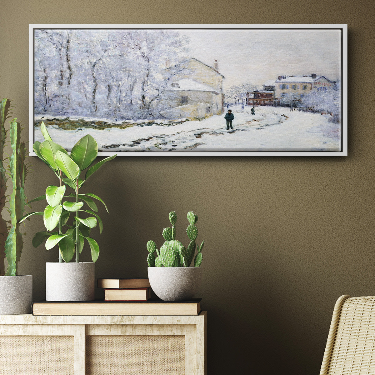Snow in Argenteuil, 1875 - Floater Framed Canvas Print