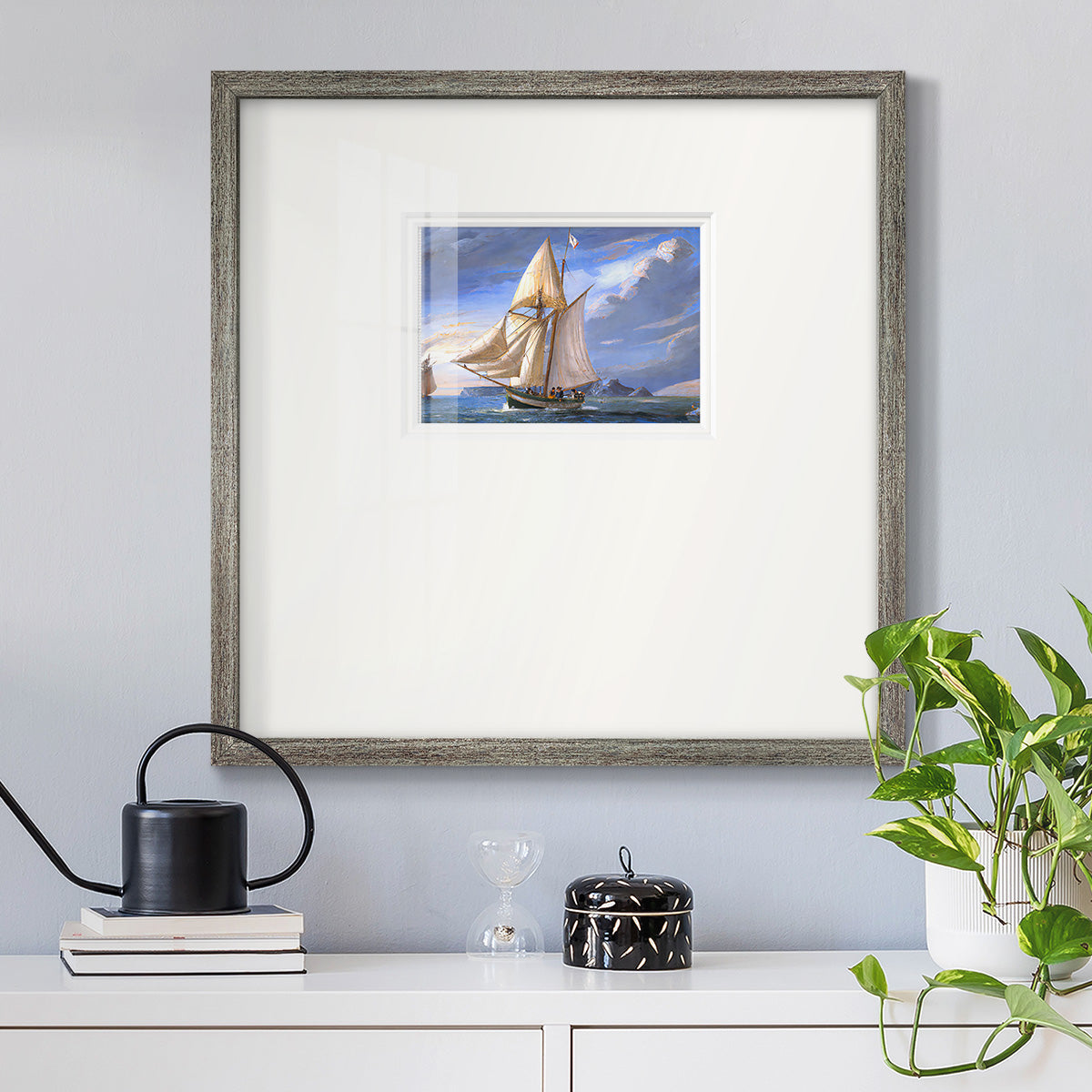 Sail Boat Clouds Premium Framed Print Double Matboard