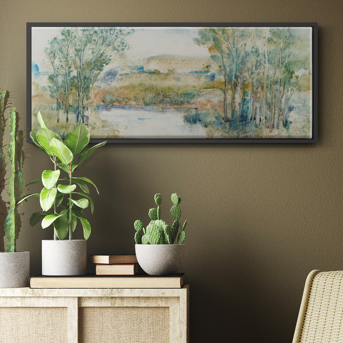 Trees on the Creek I - Floater Framed Canvas Print