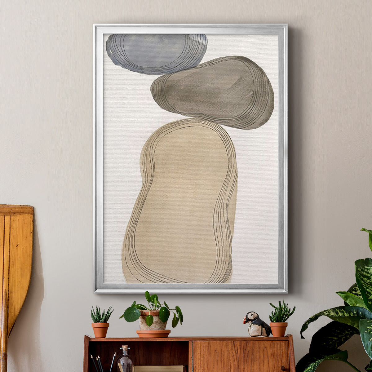 River Rocks Contour I - Modern Framed Canvas Print