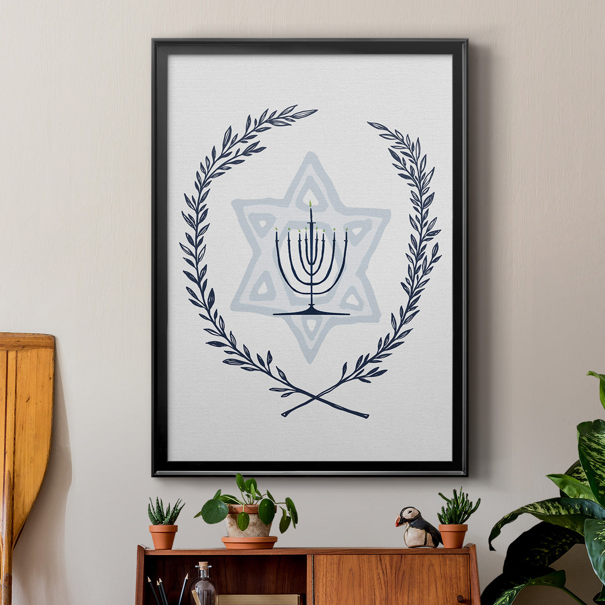 Happy Hanukkah I - Modern Framed Canvas Print