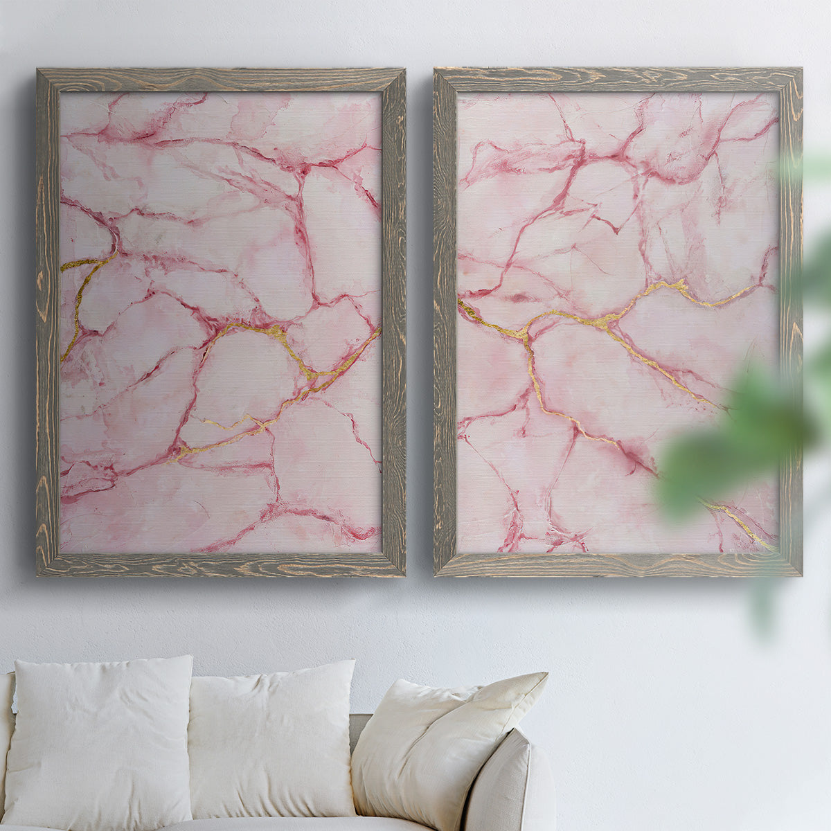 Rose Marble I - Premium Framed Canvas 2 Piece Set - Ready to Hang