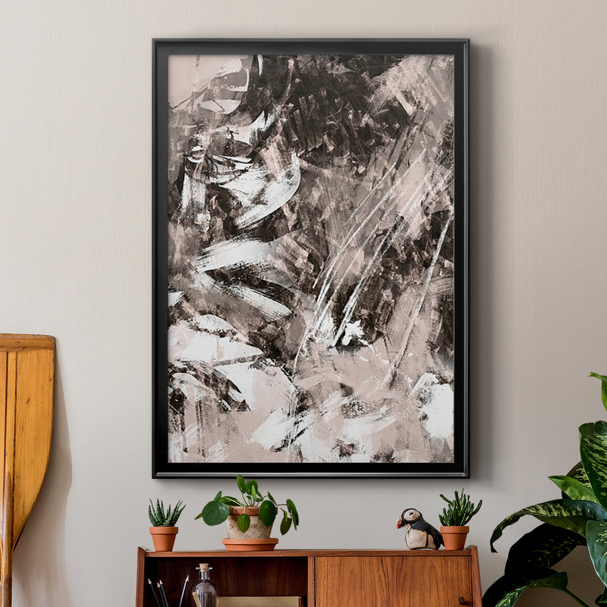 Blush Blackboard II - Modern Framed Canvas Print