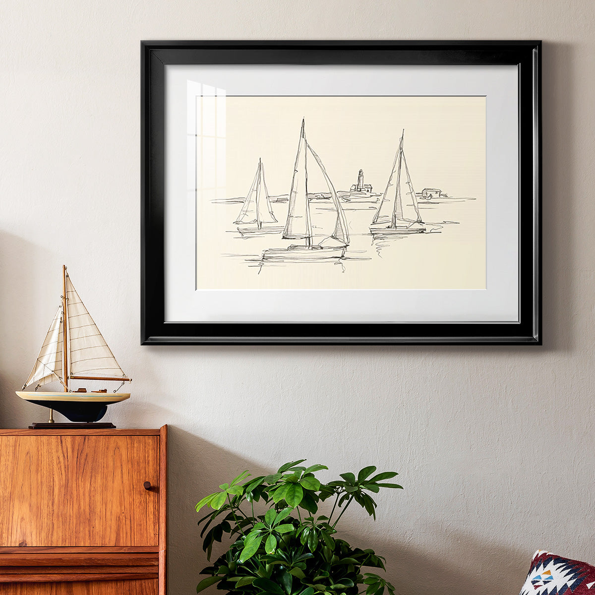 Coastal Contour Sketch II - Modern Framed Art Print