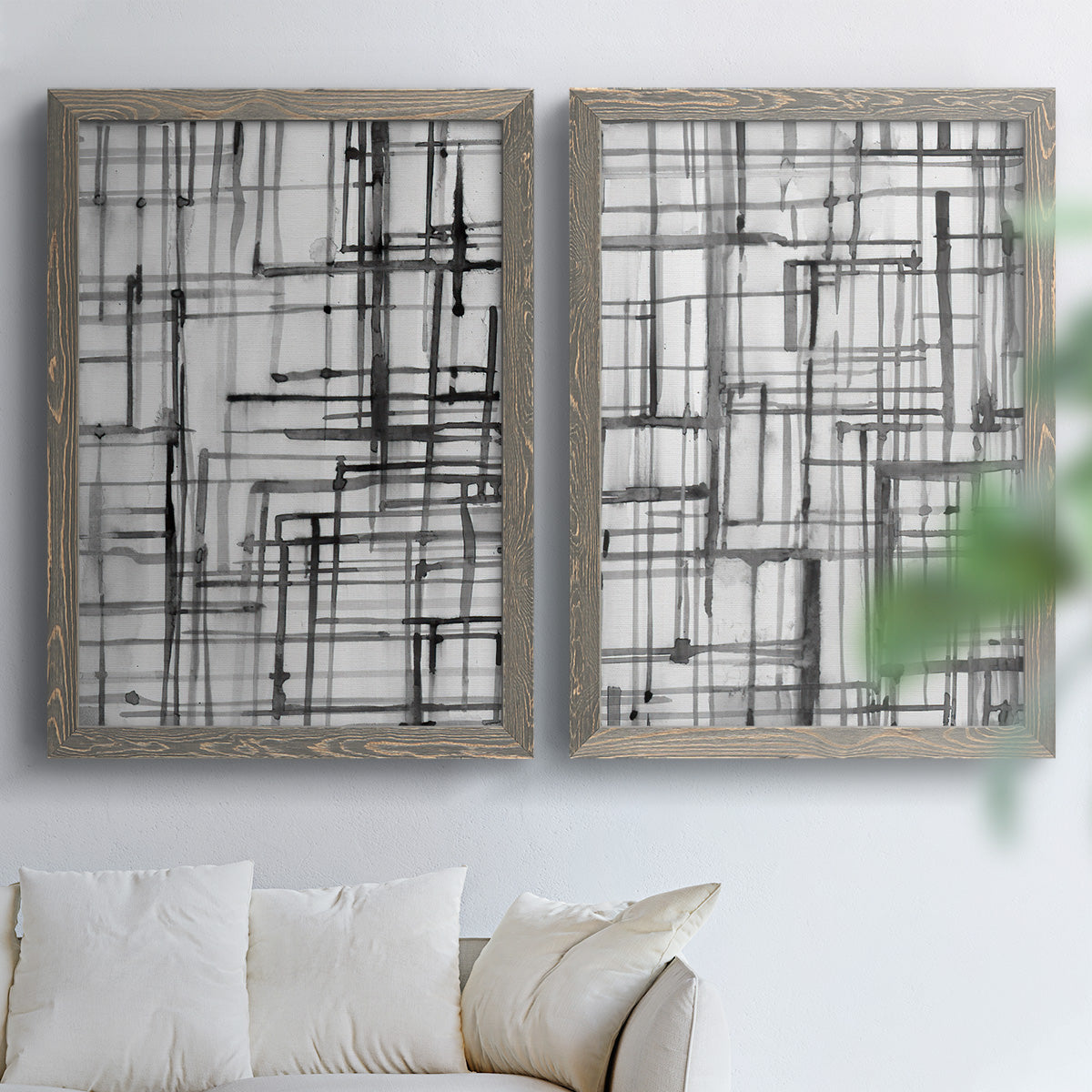 Line Meditation I - Premium Framed Canvas 2 Piece Set - Ready to Hang