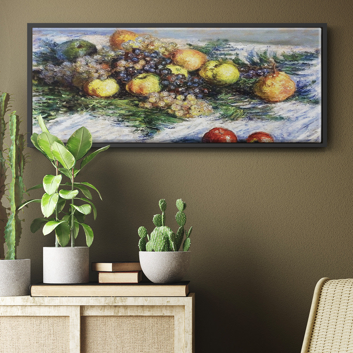 Still Life with Pears and Grapes, 1880 - Floater Framed Canvas Print