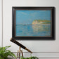Impressionist coastal low-tide seascape at Pourville by Claude Monet in an ornate black frame with gilded inner detail displayed in a light-toned interior setting.