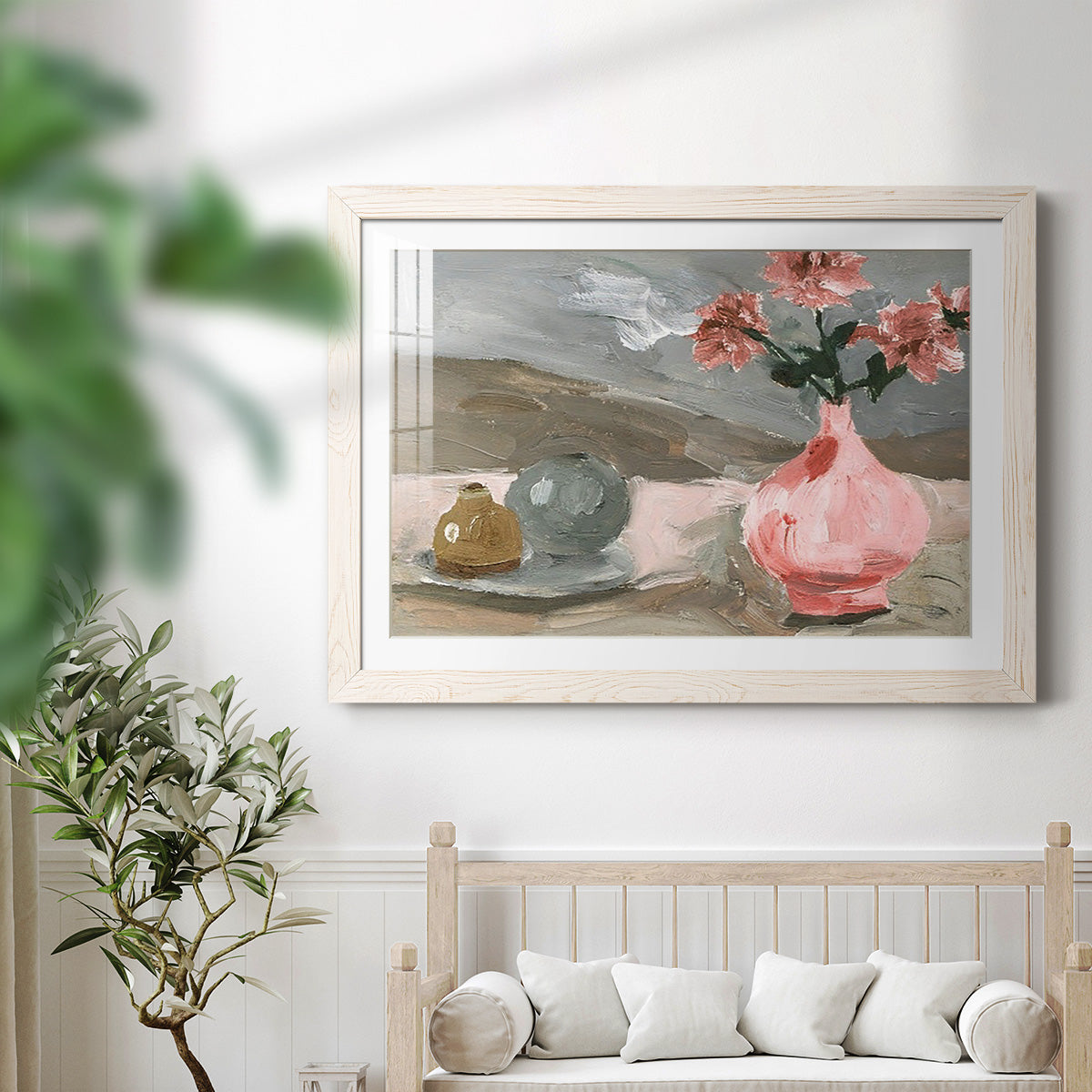 Vase of Pink Flowers VI - Barnwood Framed Art Print