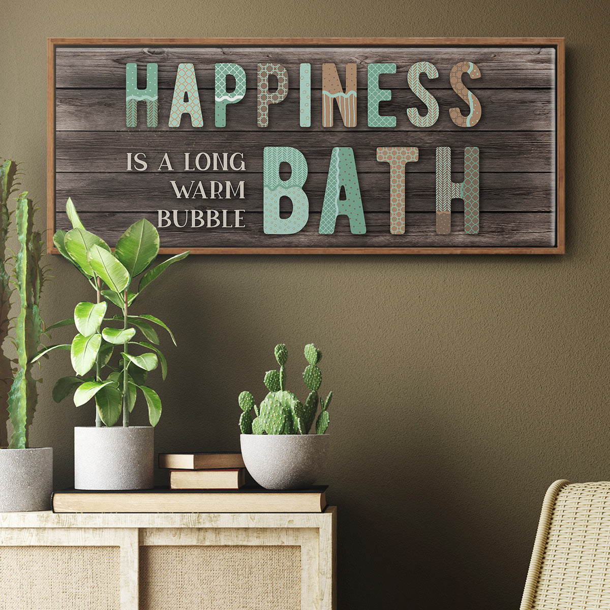 Happiness Bath - Floater Framed Canvas Print