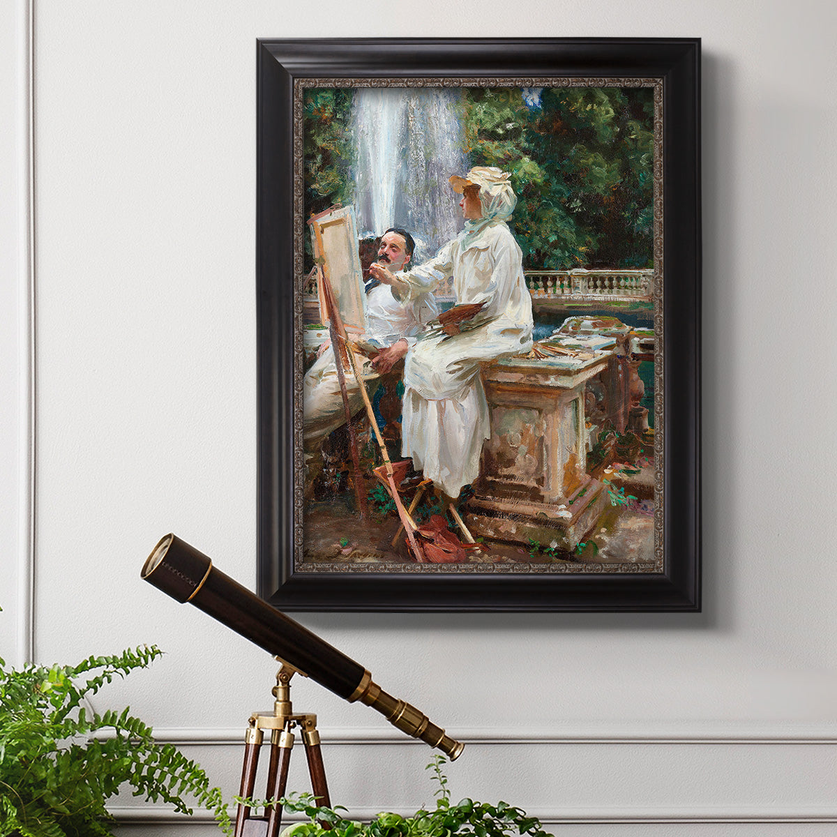 The Fountain Villa Torlonia, Frascati, Italy - Ornate Framed Canvas Print