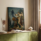 Canvas art print of a mythological composition with figures and strong contrast styled in a home decor setting.